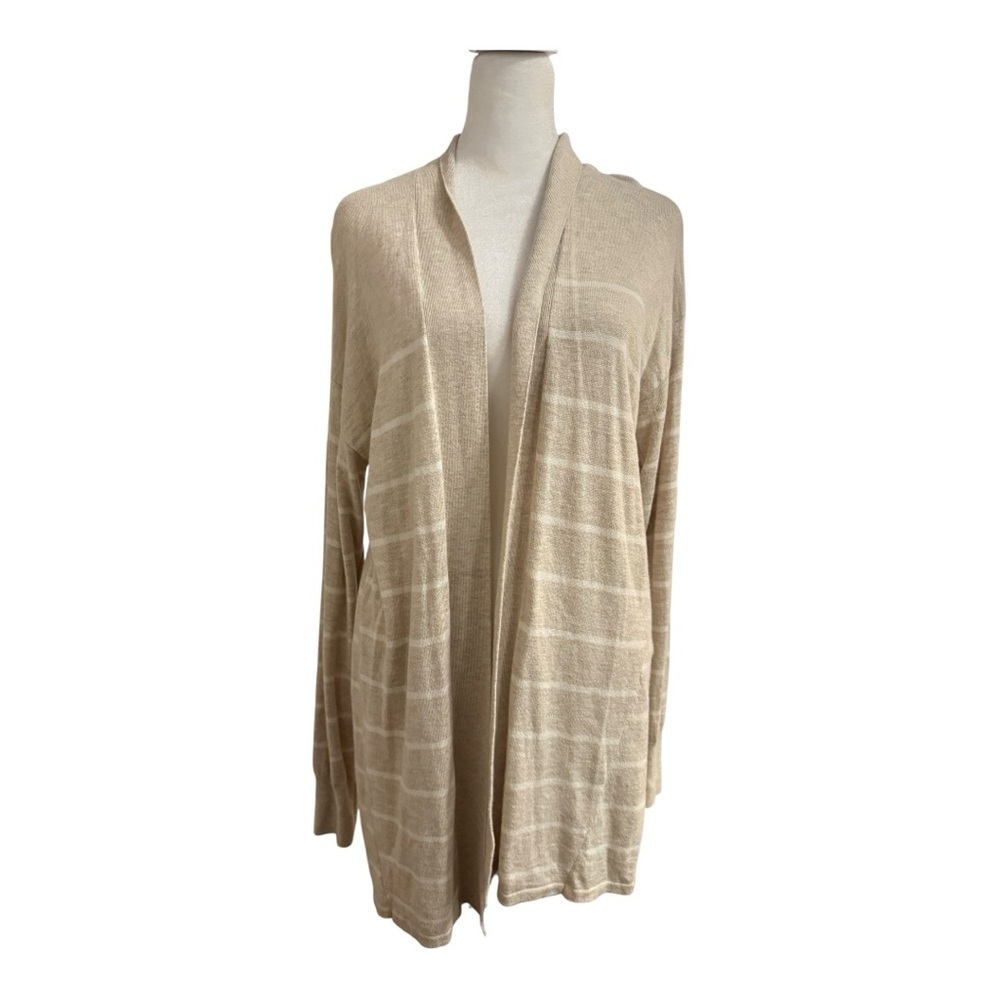 Banana Republic Tan Striped Open Front Duster Cardigan Size Large